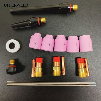 WP 17 18 26 Kit di lenti a gas per torcia TIG con 18 pezzi di tazza ceramica/ugello in alluminio/colletto
