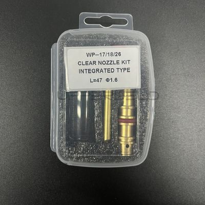 Wp17/18/26 Torcia di saldatura Tig Kit di ugello trasparente tipo integrato L 47 1.6 per bicchieri di vetro