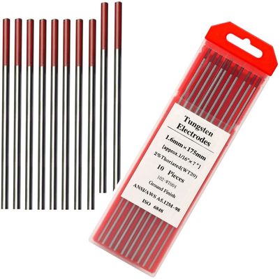 Elettrodo di tungsteno 2% toriato 1/16'*7&quot; rosso WT20 10-pack per progetti di saldatura TIG