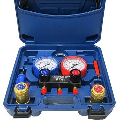 R744 Accoppiamento rapido Auto AC Manifold Gauge Set per impianto universale auto Climatizzazione