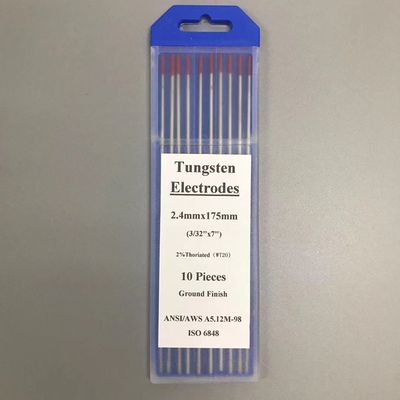 Elettrodi di tungsteno per saldatura punta rossa 2% toriato 2,4 mm * 175 mm per saldatura TIG