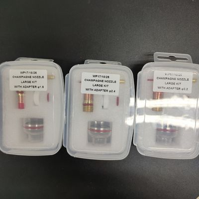 WP-17/18/26 Champagne 3.2mm Tig Nozzle Kit grande con adattatore per TIG Saldatura Quarzo