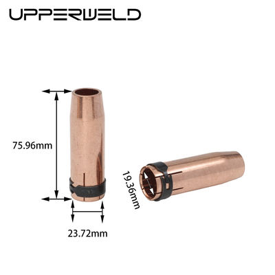 Nozzolo di saldatura a gas MIG MAG raffreddato ad aria con punta di contatto diffusore di gas Lunghezza di 75.96 mm
