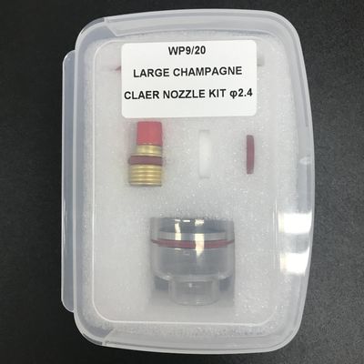 WP-9/20 Kit di ugelli di quarzo trasparente di grande dimensione per accessori di saldatura a tig di 2,4 mm