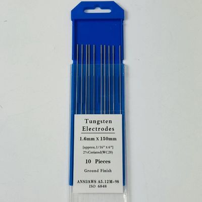 Supporto ODM personalizzato per elettrodi di tungsteno WC20 da 1,6 mm*150 mm per consumabili di saldatura TIG