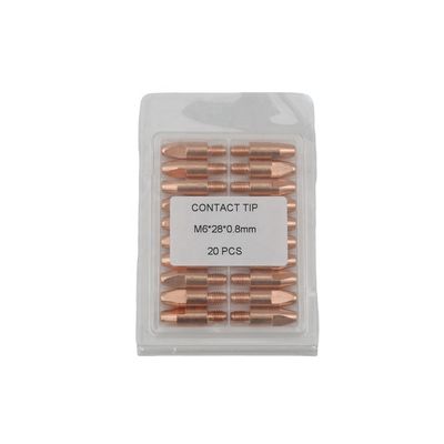 Potenza a gas Copper Mig Saldatura Torcia punta di contatto superiore M6 28 0,8MM per accessori TIG