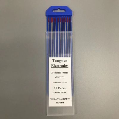 2.4mm * 175mm WT20 elettrodi di tungsteno per TIG Torcia di saldatura punta rossa supporto personalizzato