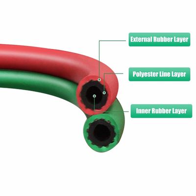 NBR Oxygen Acetylene Hose 1/4 Inch B Fittings Twin Welding Hose per un'efficienza di 50 piedi