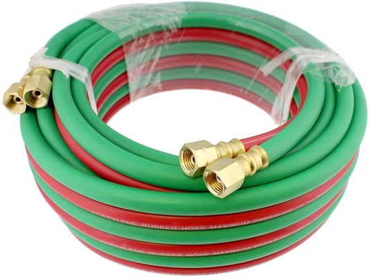 1.63KGS Soft Hose 25ft 1/4&quot; B Fittings 800PSI Oxy Acetylene Twin Tipo T Grade R Grade Saldatura Hose