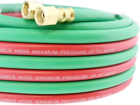 1.63KGS Soft Hose 25ft 1/4&quot; B Fittings 800PSI Oxy Acetylene Twin Tipo T Grade R Grade Saldatura Hose