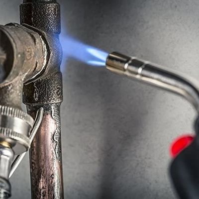 Torcia di saldatura a gas di propano a accensione con bruciatore a collo corto e accensione a spinta facile