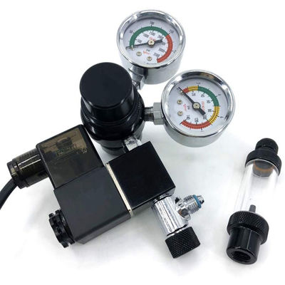 Regolatore di CO2 del serbatoio per pesci con valvola di controllo e display a doppio calibro CGA320 Solenoide a filo 110V