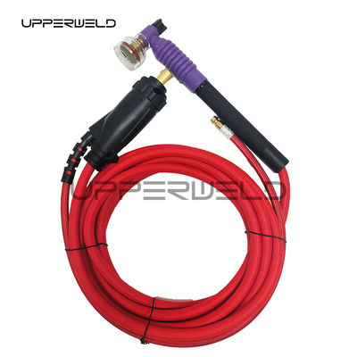 WT125F Torcia di saldatura TIG con tazza di vetro a cavo rosso e lente a gas