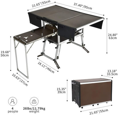 Tavolo in alluminio pieghevole per camper, barbecue, festa, picnic