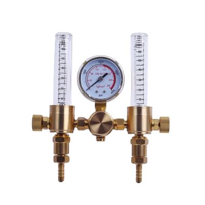 Misuratore di flusso del regolatore di gas argon a doppia uscita in ottone con ingresso CGA580 e uscita 5/8