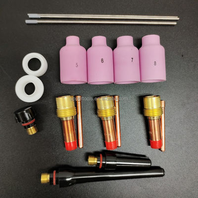 WP 17 18/26 Kit TIG per coppe di saldatura con colletti per coppe di vetro Lenti a gas e ugello in ceramica