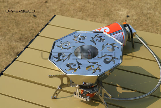Stufa a gas a propano d'argento portatile per barbecue all'aperto e per cucinare in campeggio
