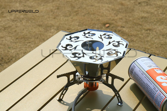 Stufa a gas a propano d'argento portatile per barbecue all'aperto e per cucinare in campeggio