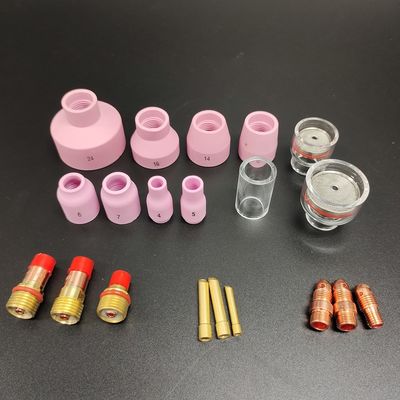 Kit di accessori della torcia di saldatura TIG raffreddata ad aria/acqua con lente a gas e tazza di vetro