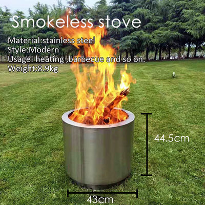 Stufa da fuoco in acciaio inossidabile di 43 cm di lunghezza per campeggio all'aperto e cottura senza fumo