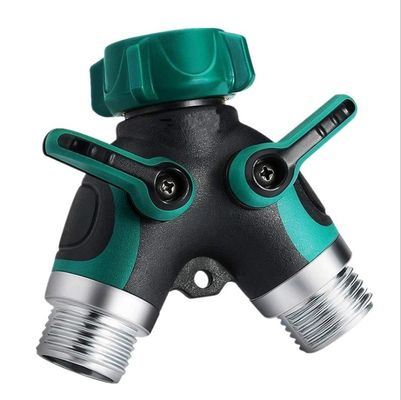 Connettore di tubature da giardino in ottone Tap Splitter con 2 valvole e 2 lavastoviglie
