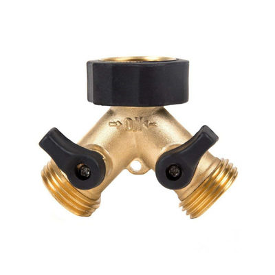 Connettore di tubature da giardino in ottone Tap Splitter con 2 valvole e 2 lavastoviglie