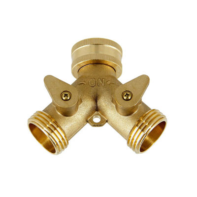 Connettore di tubature da giardino in ottone Tap Splitter con 2 valvole e 2 lavastoviglie