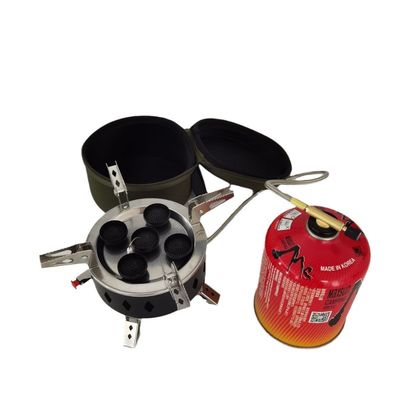 Stufa a gas per barbecue all'aperto con tre testine a spruzzo Mini portabile da campeggio pieghevole