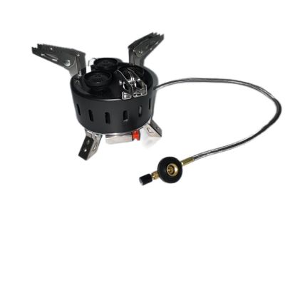 Stufa a gas per barbecue all'aperto con tre testine a spruzzo Mini portabile da campeggio pieghevole