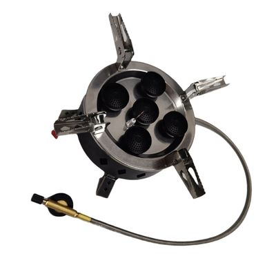 Fornace a cinque teste a spruzzo Mini portabile pieghevole per campeggio Fornace a gas bruciatore per griglie esterne a gas
