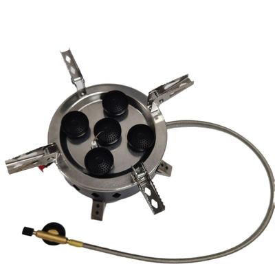 Fornace a cinque teste a spruzzo Mini portabile pieghevole per campeggio Fornace a gas bruciatore per griglie esterne a gas