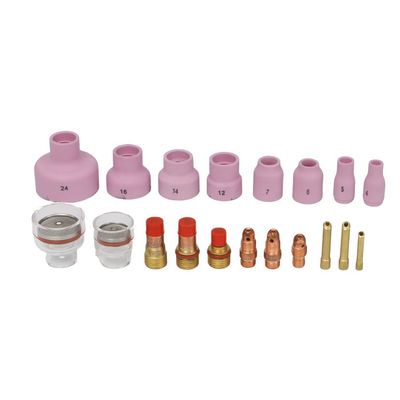 Accessori di saldatura Kit di torce a tig superiore con scudo termico e corpo a colletto di lente a gas grande
